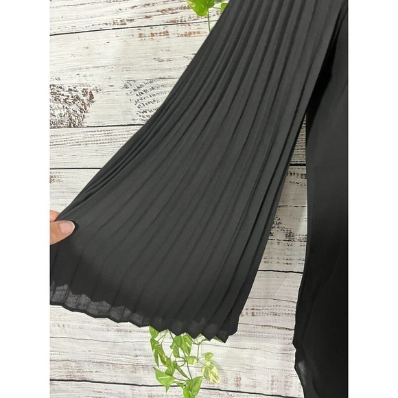 Laurie Felt Blouse Extra Small Black Sheer Pleated Sleeves Cocktail Evening Slim - Picture 7 of 13